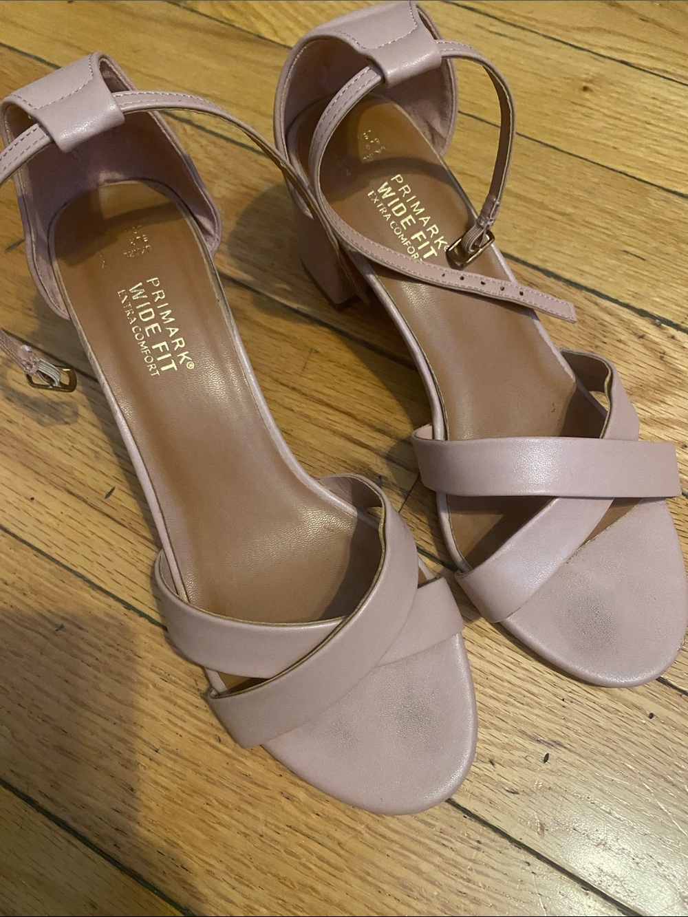Primark Wide Fit Blush Pink Block Heel Sandals
